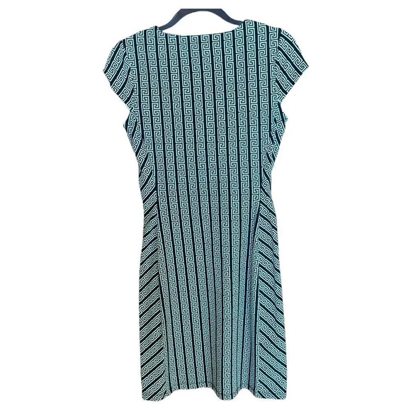 J MCLAUGHLIN Greek Key Mint & Navy Sheath Dress Catalina Cloth Size XS - Picture 2 of 6